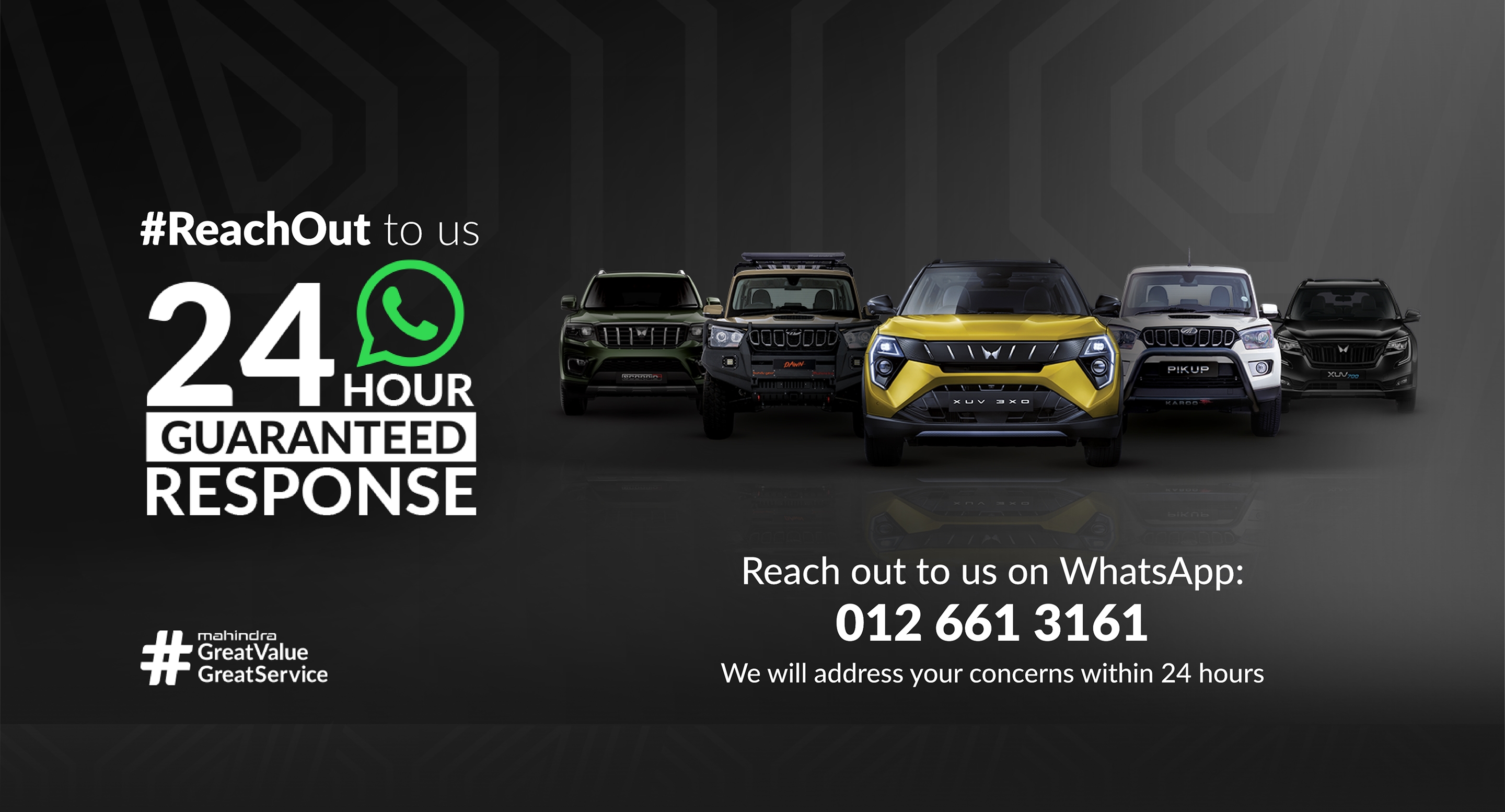 #ReachOut — 24 hour guaranteed response on WhatsApp