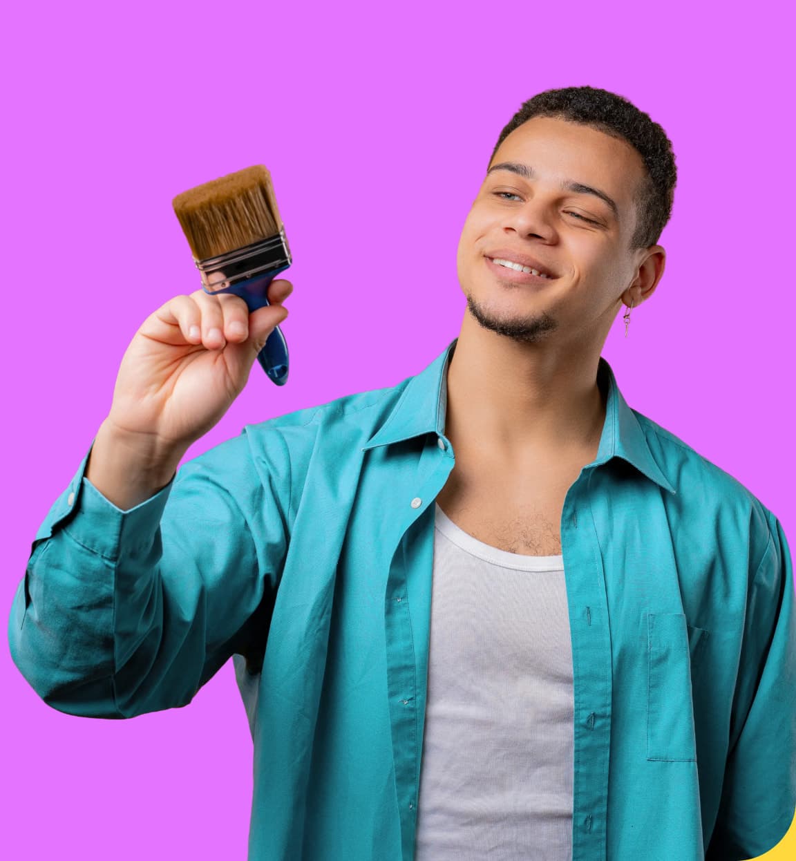 Man holding a paintbrush